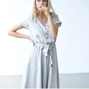 SYDNEY / Midi length linen dress NotPerfectLinen - M